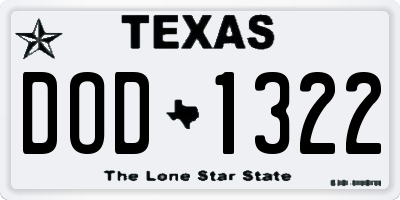 TX license plate DOD1322