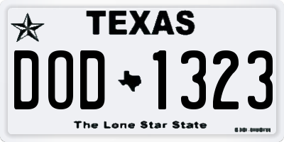 TX license plate DOD1323