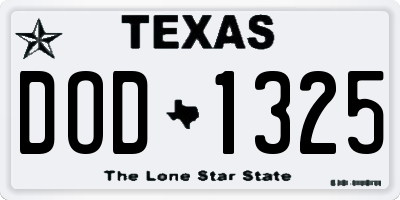 TX license plate DOD1325
