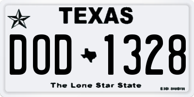 TX license plate DOD1328