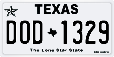 TX license plate DOD1329