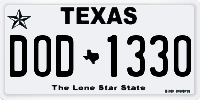 TX license plate DOD1330