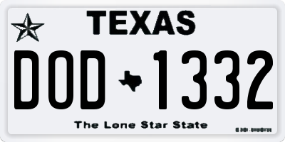 TX license plate DOD1332