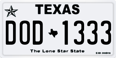TX license plate DOD1333
