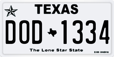 TX license plate DOD1334