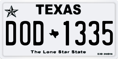 TX license plate DOD1335
