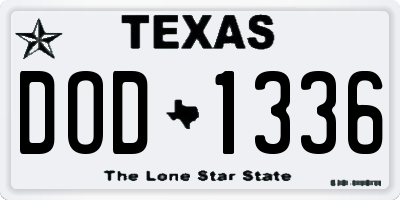 TX license plate DOD1336