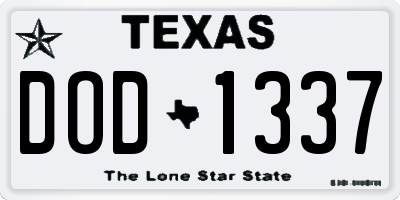 TX license plate DOD1337