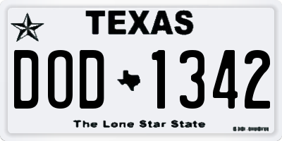 TX license plate DOD1342