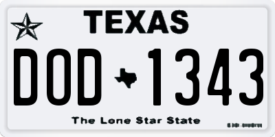 TX license plate DOD1343