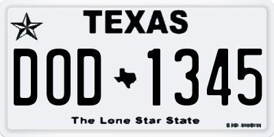 TX license plate DOD1345