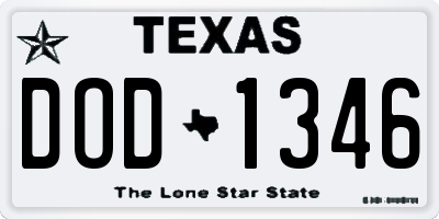 TX license plate DOD1346