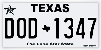 TX license plate DOD1347