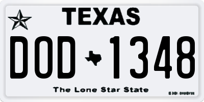 TX license plate DOD1348