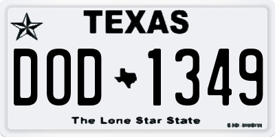 TX license plate DOD1349