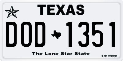 TX license plate DOD1351