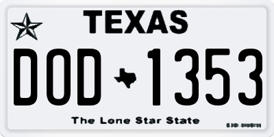 TX license plate DOD1353