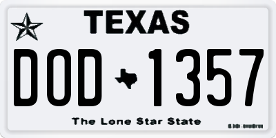 TX license plate DOD1357