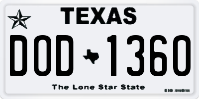 TX license plate DOD1360