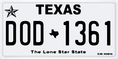 TX license plate DOD1361