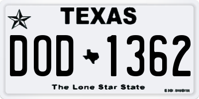 TX license plate DOD1362