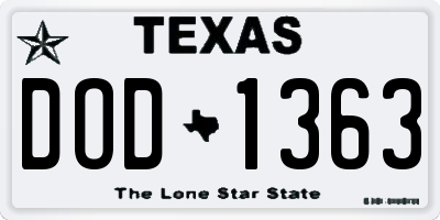 TX license plate DOD1363