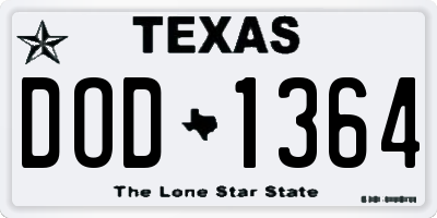TX license plate DOD1364