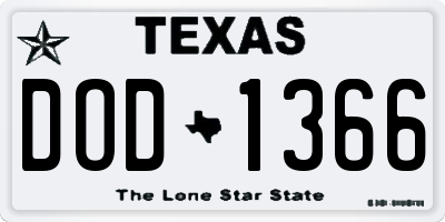 TX license plate DOD1366