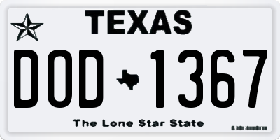 TX license plate DOD1367