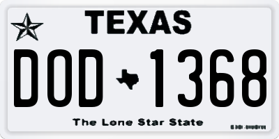 TX license plate DOD1368