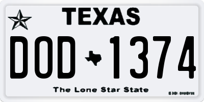 TX license plate DOD1374