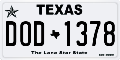 TX license plate DOD1378