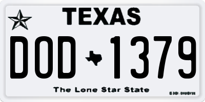 TX license plate DOD1379
