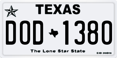 TX license plate DOD1380