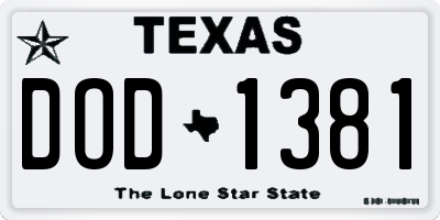 TX license plate DOD1381