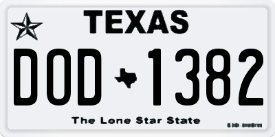 TX license plate DOD1382
