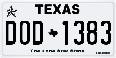 TX license plate DOD1383