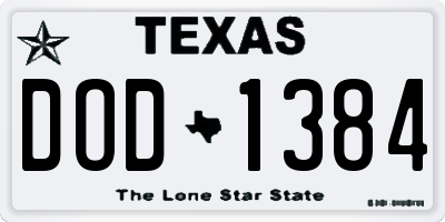 TX license plate DOD1384