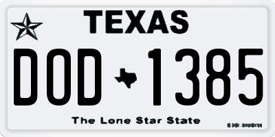 TX license plate DOD1385
