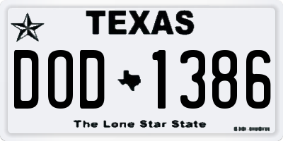 TX license plate DOD1386