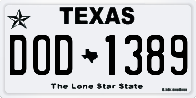 TX license plate DOD1389