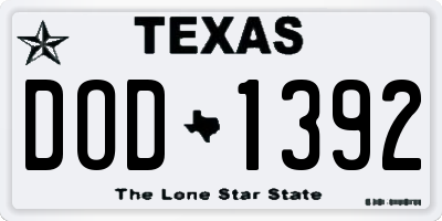 TX license plate DOD1392