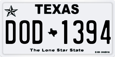 TX license plate DOD1394