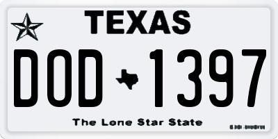 TX license plate DOD1397