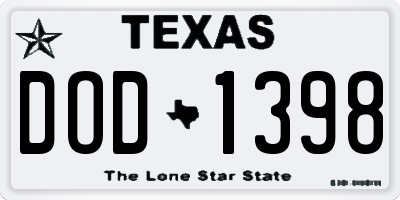 TX license plate DOD1398
