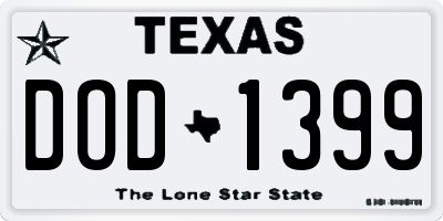 TX license plate DOD1399