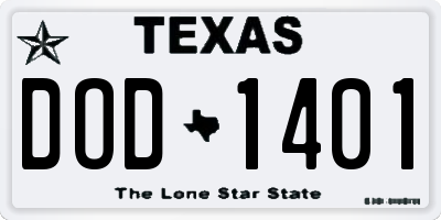 TX license plate DOD1401