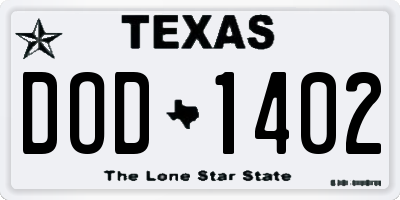 TX license plate DOD1402