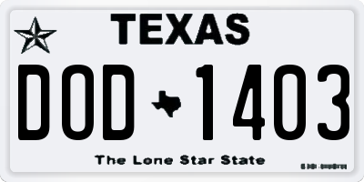 TX license plate DOD1403