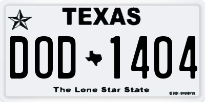 TX license plate DOD1404